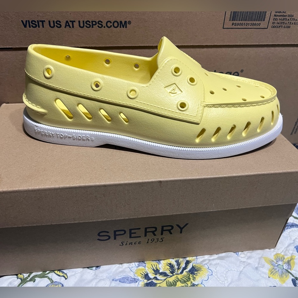 Sperry Yellow Vented Slip-On floating boat shoe